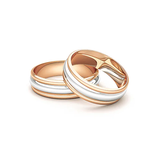 Anillo de Matrimonio – Bicolor canales 5,5 mm Rosado en oro bicolor 18k — Joyería Cáceres