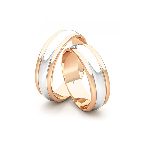 Anillo de Matrimonio – Bicolor canales 5,5 mm Rosado en oro bicolor 18k — Joyería Cáceres