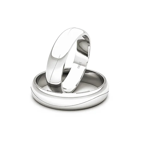 Argollas de Matrimonio Media Caña Oro blanco 18K 4,5mm - Par