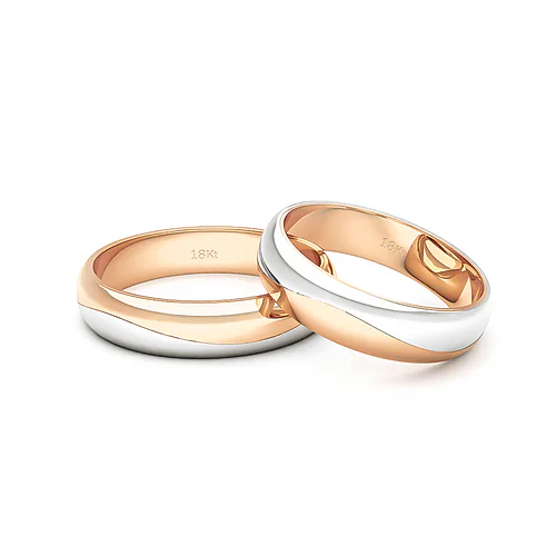 Anillo de Matrimonio – media caña Bicolor 4,5 mm Rosado en oro bicolor 18k — Joyería Cáceres
