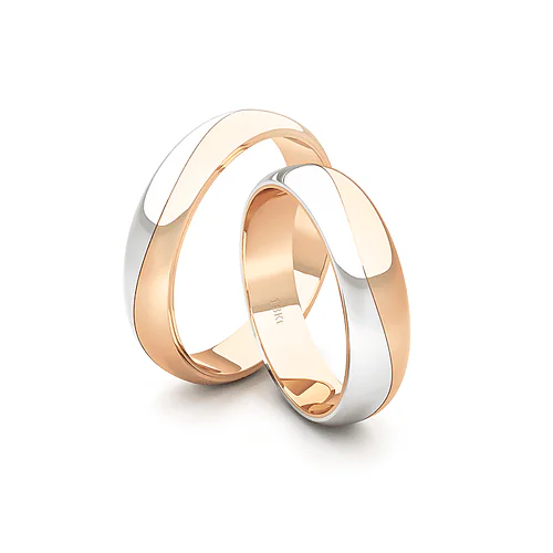 Anillo de Matrimonio – media caña Bicolor 4,5 mm Rosado en oro bicolor 18k — Joyería Cáceres