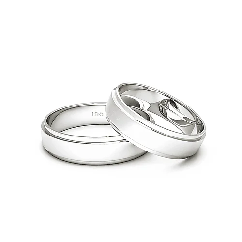 Anillo de Matrimonio – Inglés cantos 5 mm Oro Blanco — Joyería Cáceres