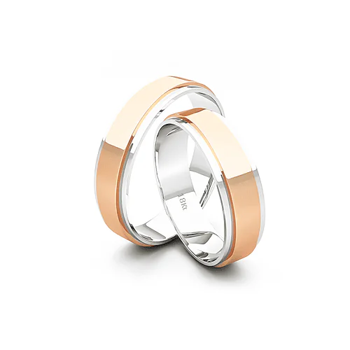 Anillo de Matrimonio – Bicolor Marquise 5 mm Rosado en oro bicolor 18k — Joyería Cáceres