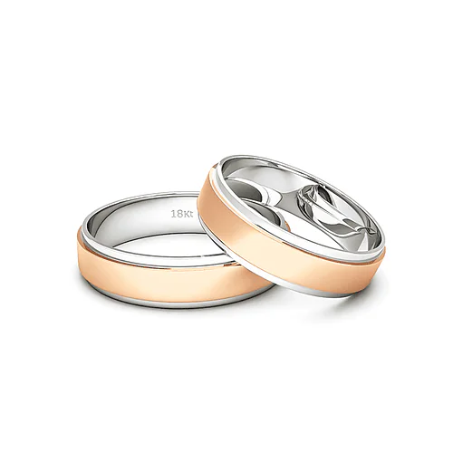 Anillo de Matrimonio &ndash; Bicolor Marquise 5 mm Rosado en oro bicolor 18k &mdash; Joyer&iacute;a C&aacute;ceres