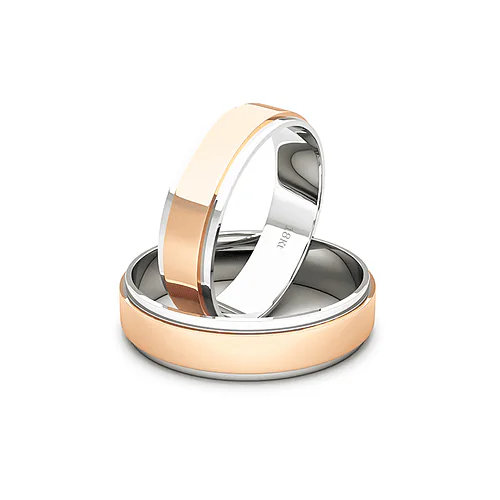 Argollas de Matrimonio Marquise Bicolor Rosa 18K 5mm - Par