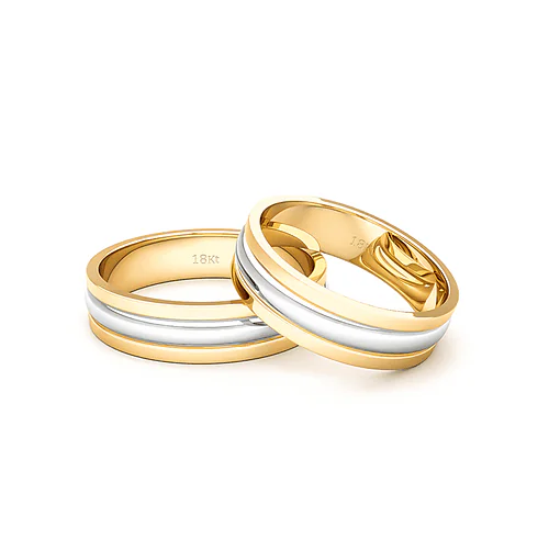 Anillo de Matrimonio – Bicolor canales 5 mm Amarillo en oro bicolor 18k — Joyería Cáceres