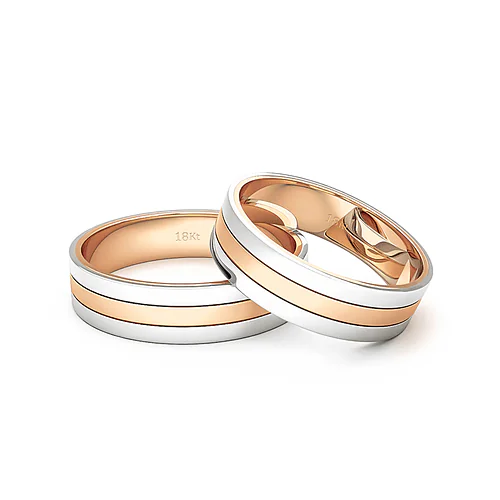 Anillo de Matrimonio – Planas Bicolor 5 mm – Rosado en oro bicolor 18k — Joyería Cáceres