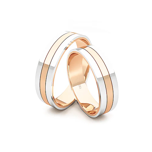 Anillo de Matrimonio – Planas Bicolor 5 mm – Rosado en oro bicolor 18k — Joyería Cáceres