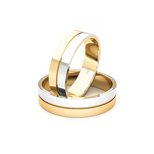 Argollas de Matrimonio Saffy Bicolor Amarillo 18K 5,5mm - Par