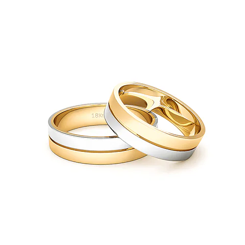 Anillo de Matrimonio &ndash; Bicolor Saffy 5,5 mm Amarillo en oro bicolor 18k &mdash; Joyer&iacute;a C&aacute;ceres