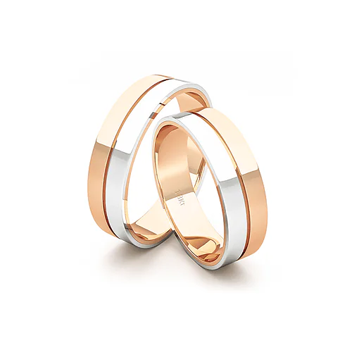 Anillo de Matrimonio – Bicolor Saffy 5,5 mm Rosado en oro bicolor 18k — Joyería Cáceres
