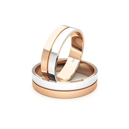 Argollas de Matrimonio Saffy Bicolor Rosa 18K 5,5mm - Par