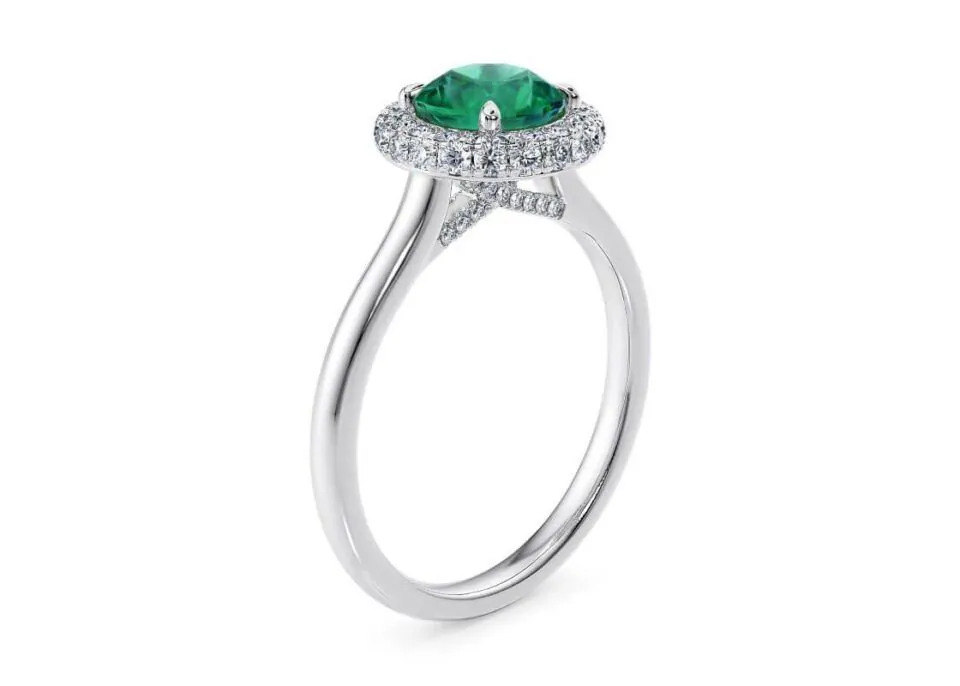 Anillo de Compromiso Cassia Esmeralda en oro blanco 18k — Joyería Cáceres