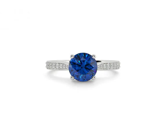 Anillo de Compromiso Victoria Zafiro en oro blanco 18k — Joyería Cáceres