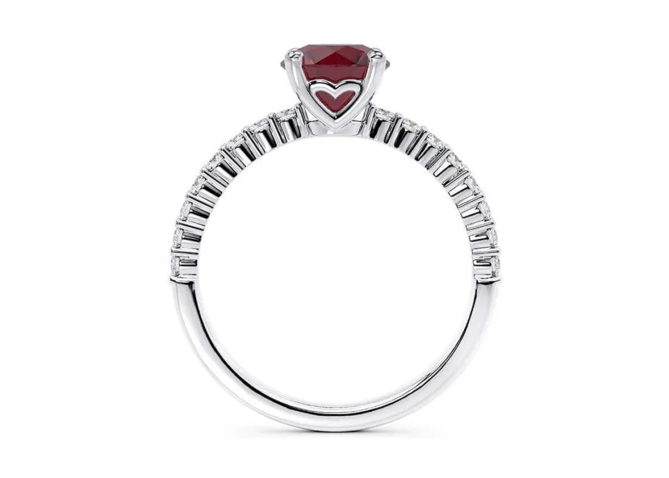 Anillo de Compromiso Duquesa Rubí en oro blanco 18k — Joyería Cáceres