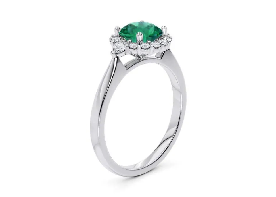 Anillo de Compromiso Hampstead Esmeralda en oro blanco 18k — Joyería Cáceres
