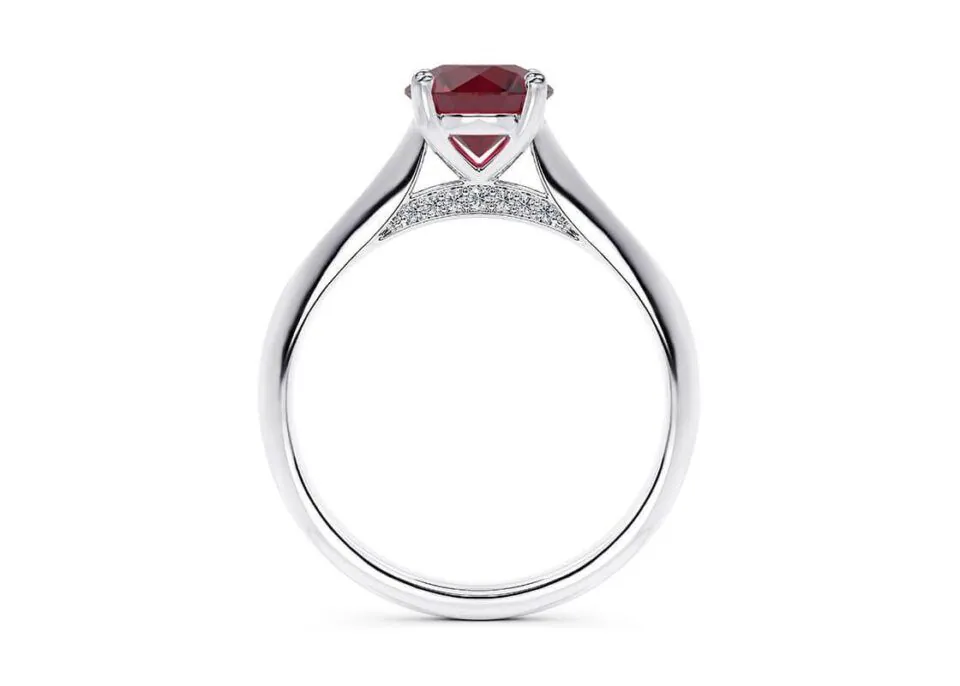 Anillo de Compromiso Iris Rubí en oro blanco 18k — Joyería Cáceres
