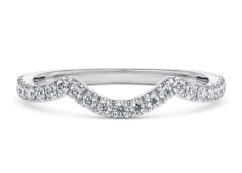Anillo de Compromiso Lolas Curvo en oro blanco 18k — Joyería Cáceres