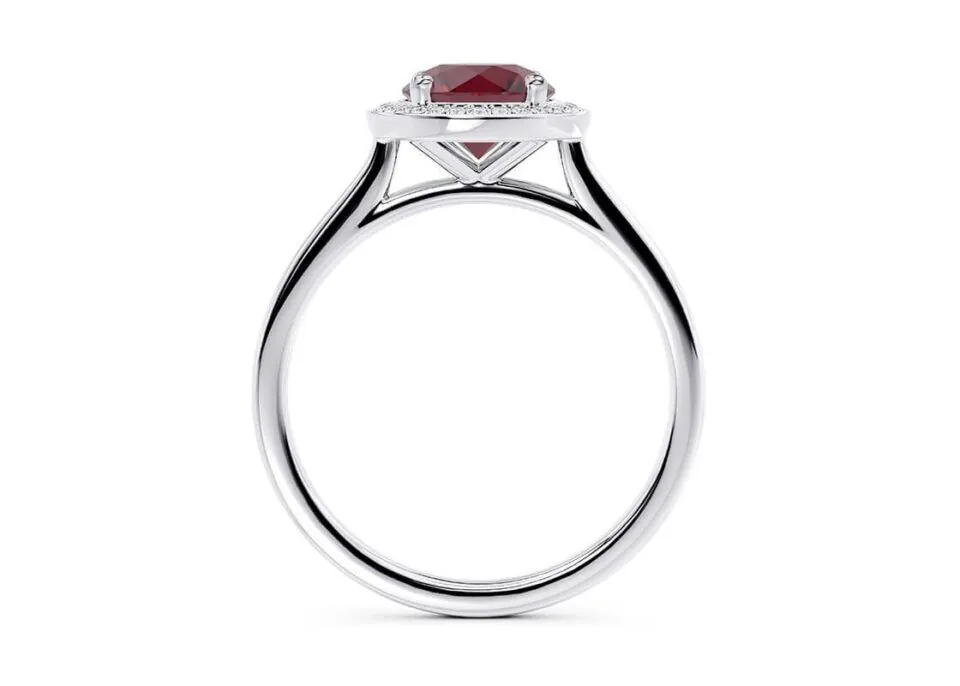 Anillo de Compromiso Minerva Rubí en oro blanco 18k — Joyería Cáceres