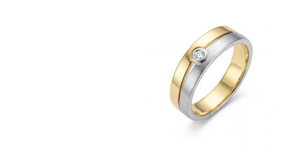 Anillos de matrimonio bicolor en oro 18k &mdash; Joyer&iacute;a C&aacute;ceres