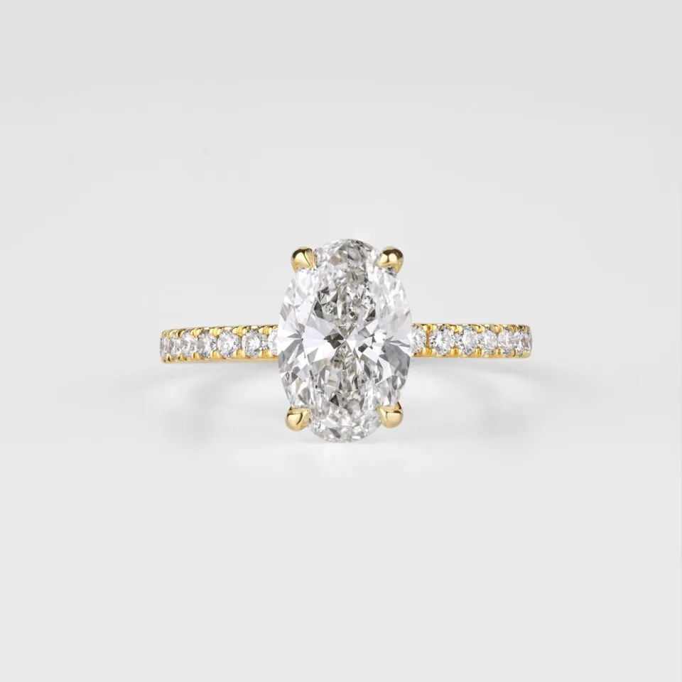 Diamante corte óvalo en anillo — tamaño en milímetros